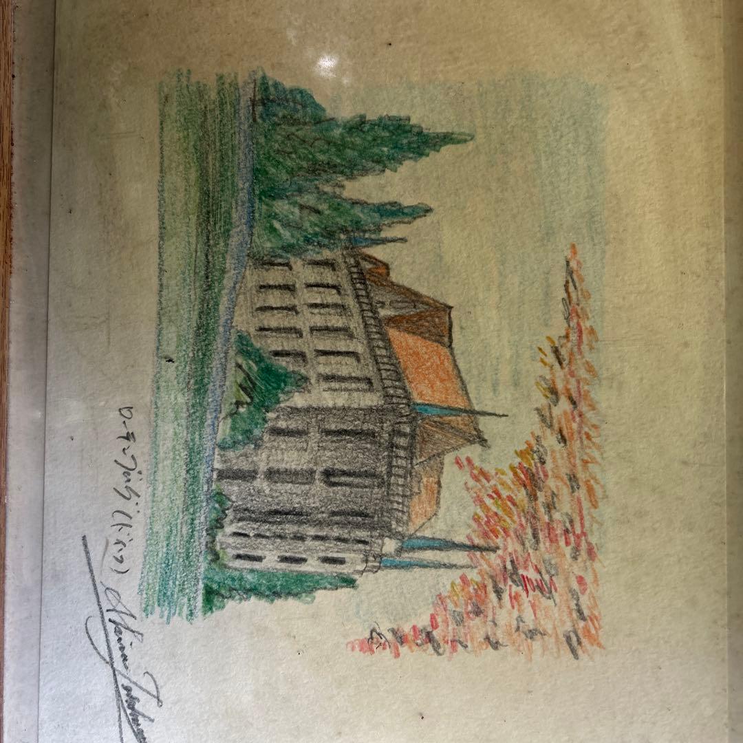 色鉛筆画 秋の建物風景