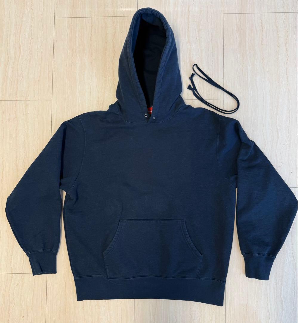 Supreme サテン アップリケ フーディ パーカー M ネイビー