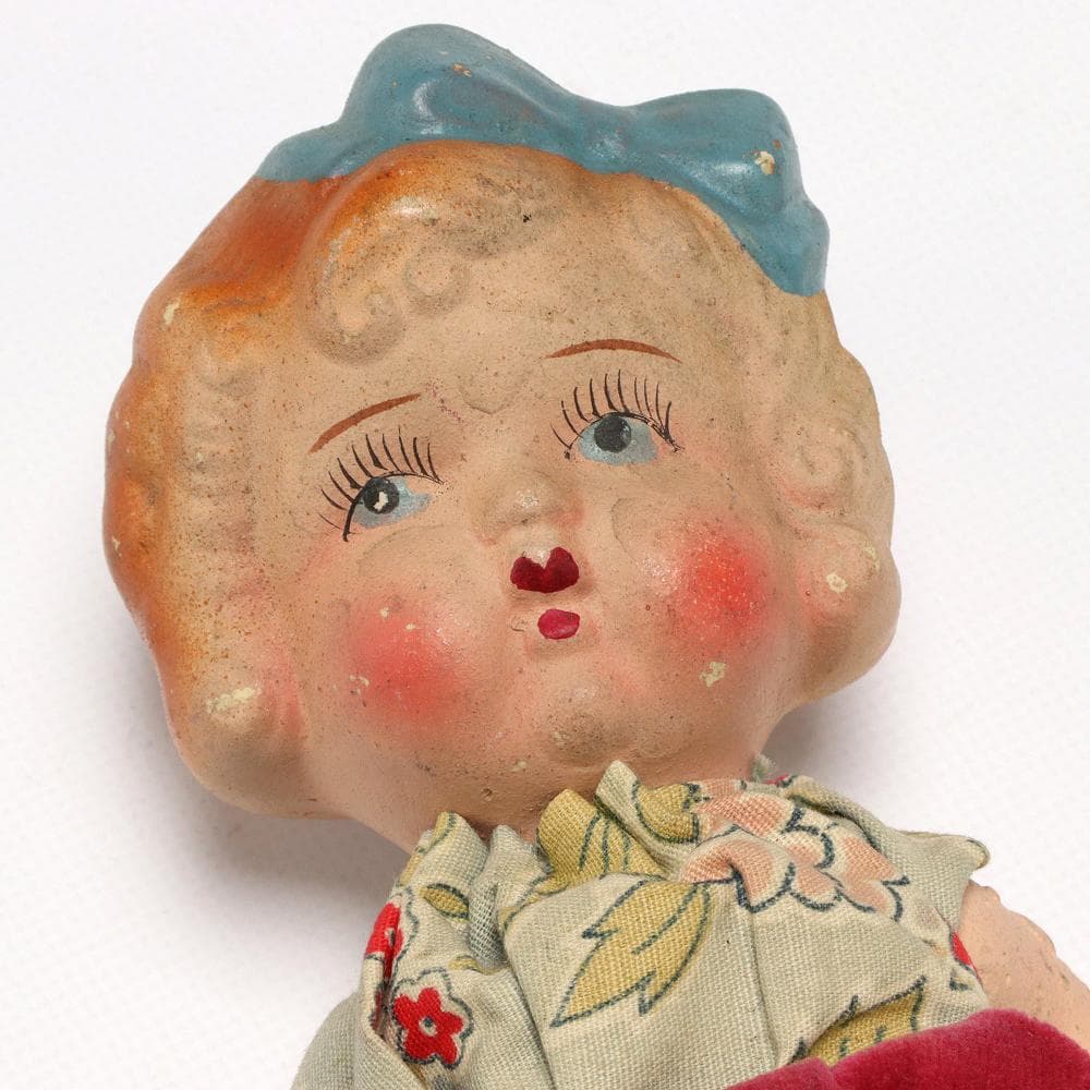 109C 陶器人形 女の子 アンティーク レトロ 置物 インテリア 高さ8㎝