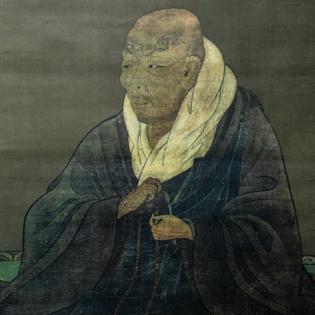 掛軸-1498　親鸞聖人像　熊皮御影　宇佐美松鶴堂　複製　総幅101センチの大幅