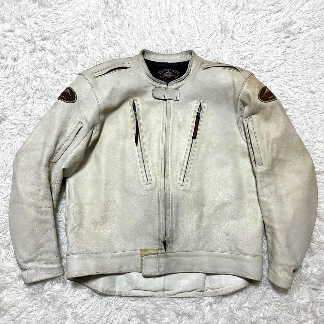 【希少】クシタニ レザージャケット アイボリー パッド シングルライダース