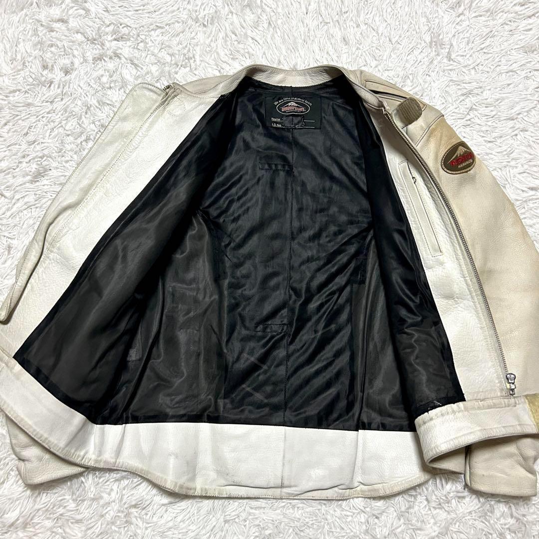 【希少】クシタニ レザージャケット アイボリー パッド シングルライダース