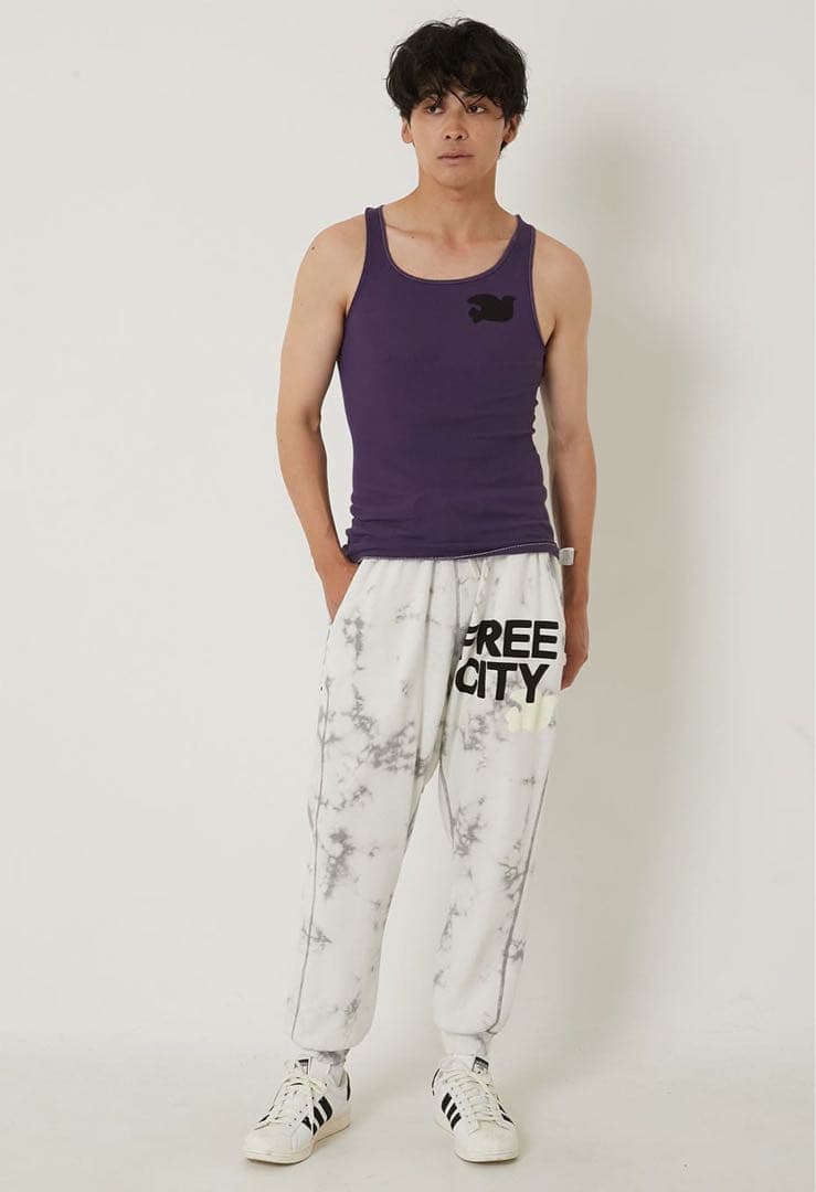 キムタク着 FREECITY タンクトップ 私物 パープル Lサイズ