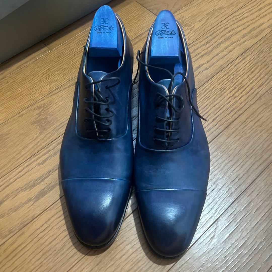 FABI ダークブルー ストレートチップ ビジネスシューズ