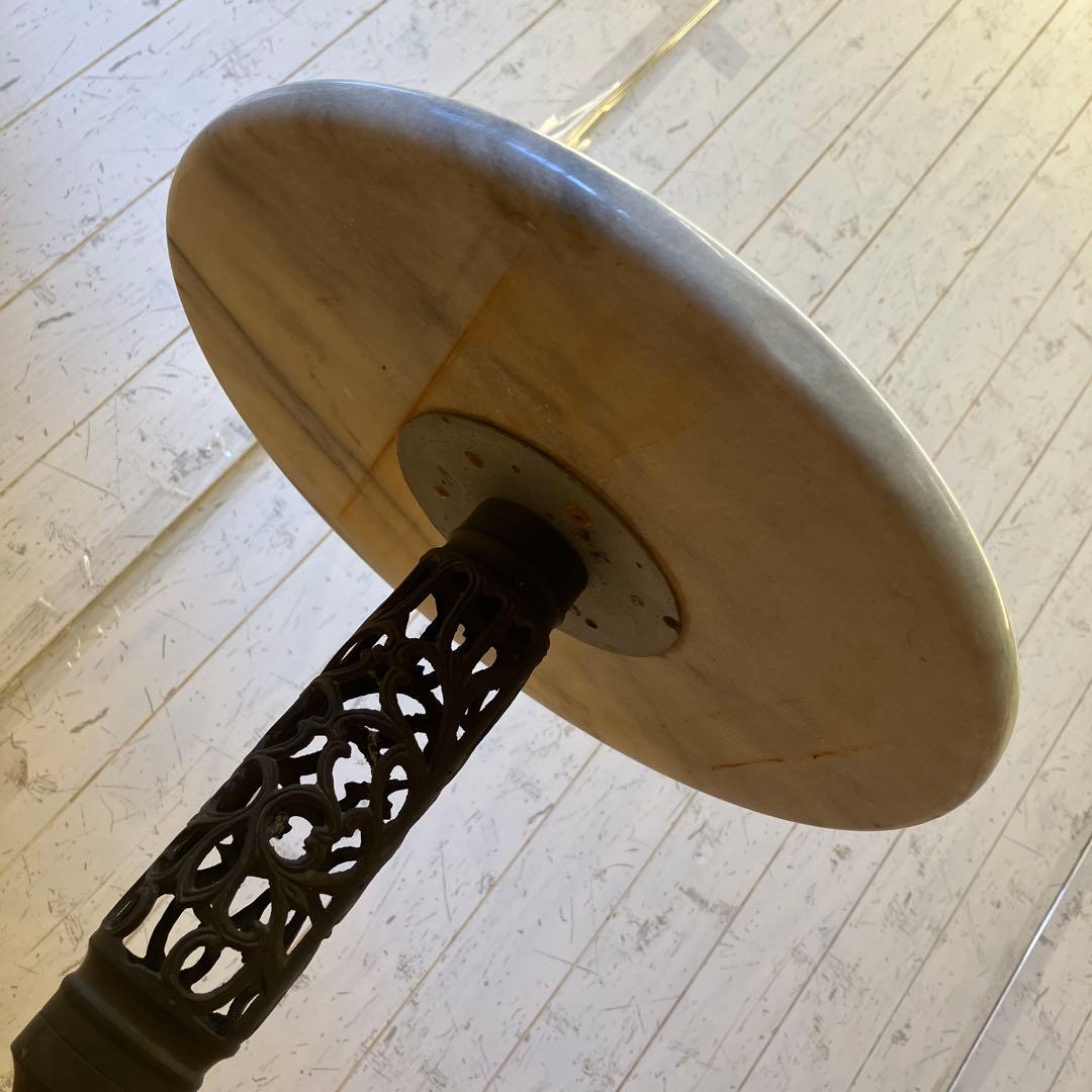 アンティーク 真鍮カフェテーブル サイドテーブル 花台 大理石 アイアン 小形