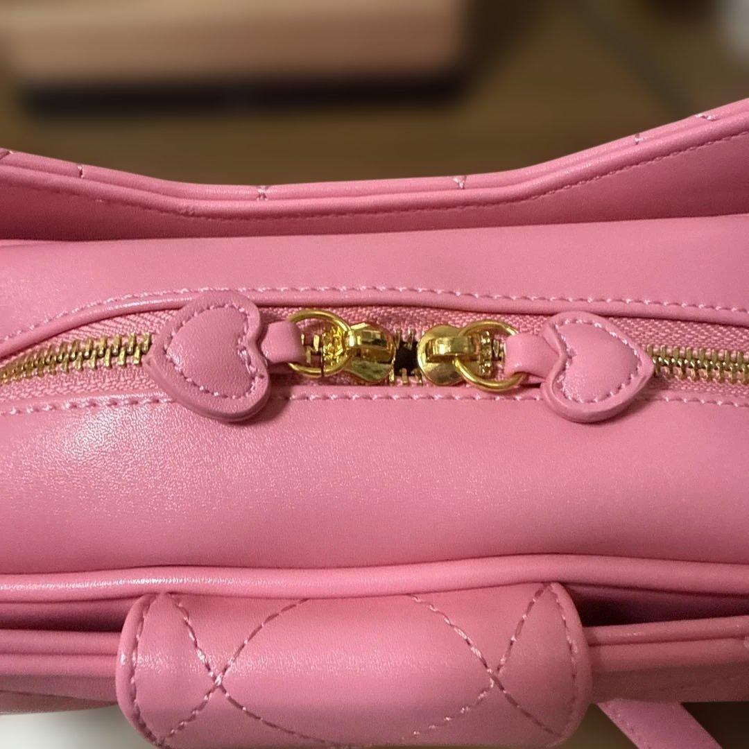 キルティング宝石リボンポシェット 濃いピンク