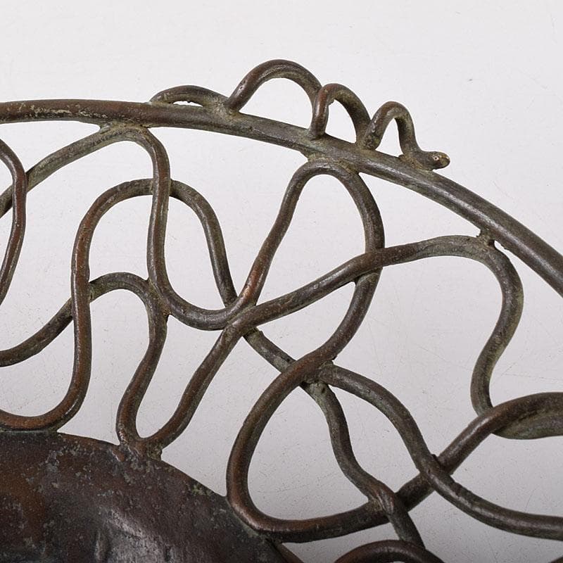 金工師　加茂霊峰造　蝋型鋳銅　果物器　盛器　共箱　M　R8054