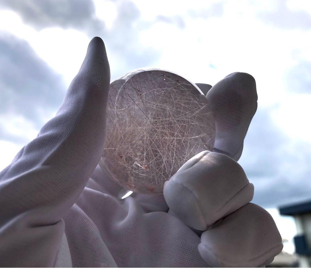 【希少レア】超大玉　50mm 155g ルチルクォーツ　丸玉　スフィア 水晶