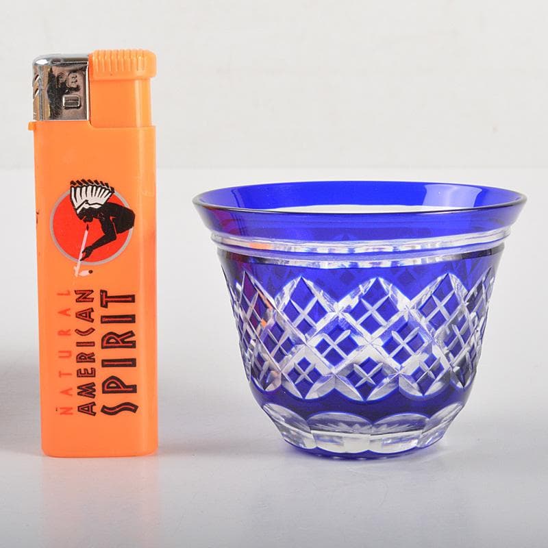 正人作　クリスタルガラス　切子　酒盃　共箱　N　6284