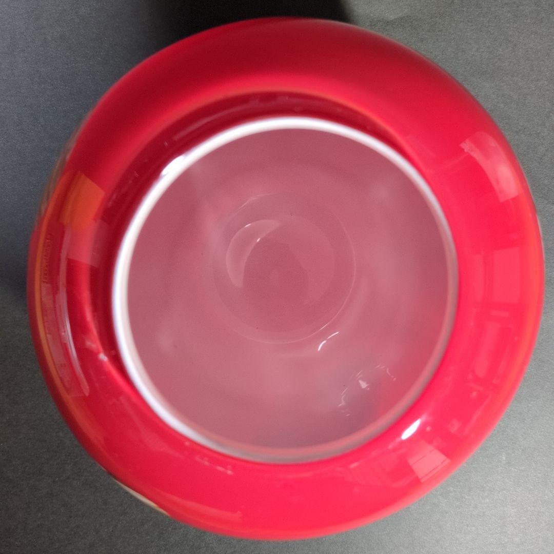 赤いマーブル模様のガラス花瓶　レッド