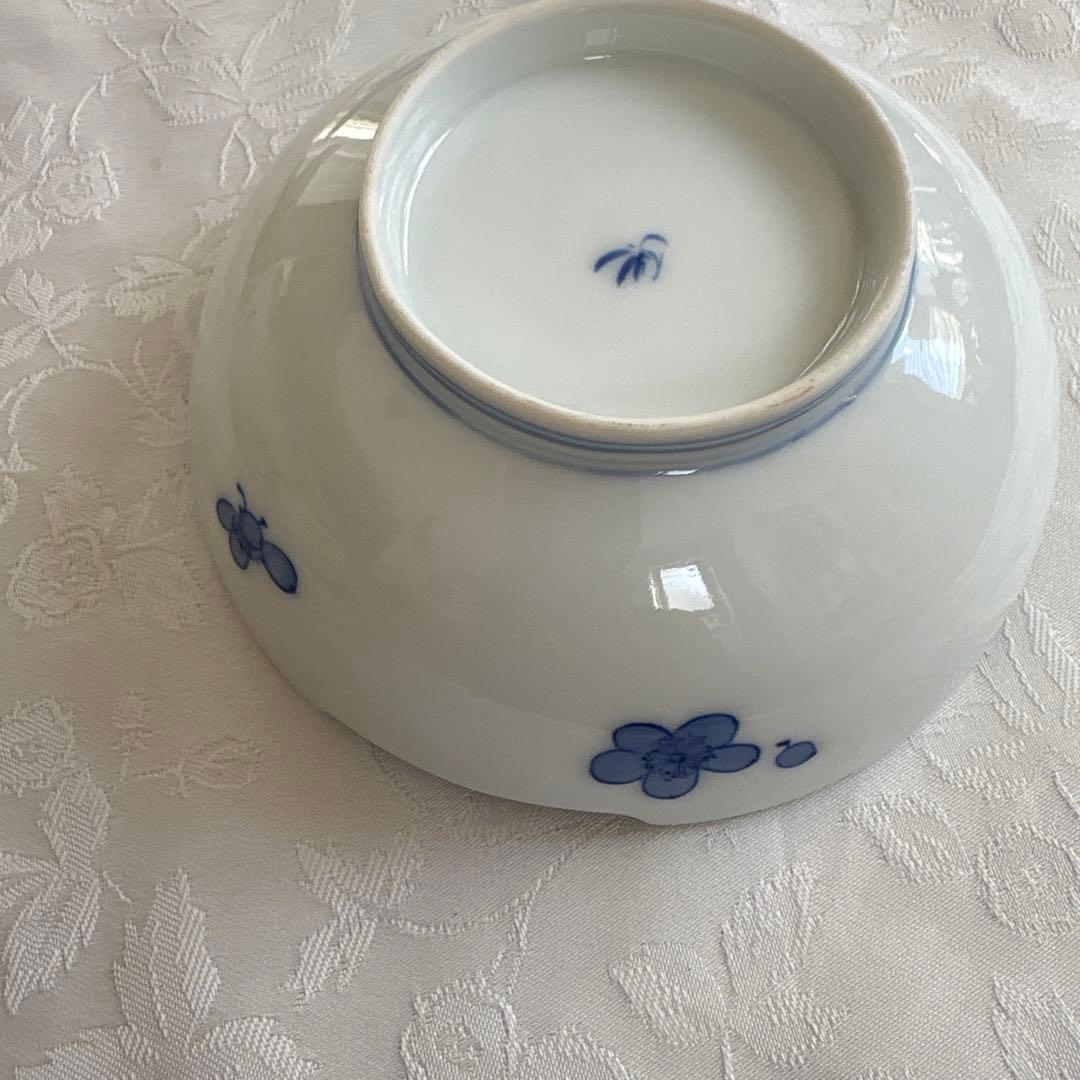 希少 香蘭社 染付　竹、孔雀（クジャク）、鳳凰文 皿　ボウル3客