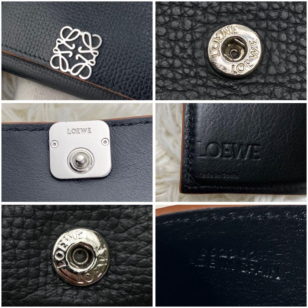 極美品✨ロエベ 三つ折り財布 トライフォールド レザー ブラック 現行