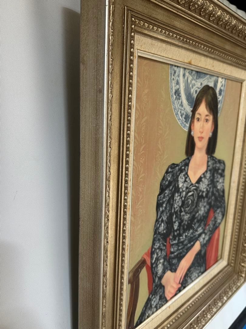 油彩　肉筆　キャンバス画　人物画　女性 美術品　額縁　ア-ト インテリア