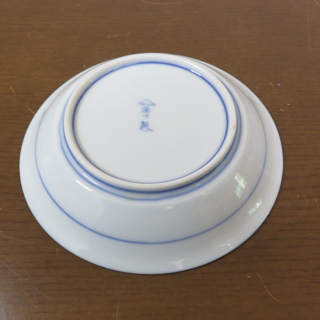 小皿5枚 深川製 花文様 木箱付き 深川ブルー 染付 金彩