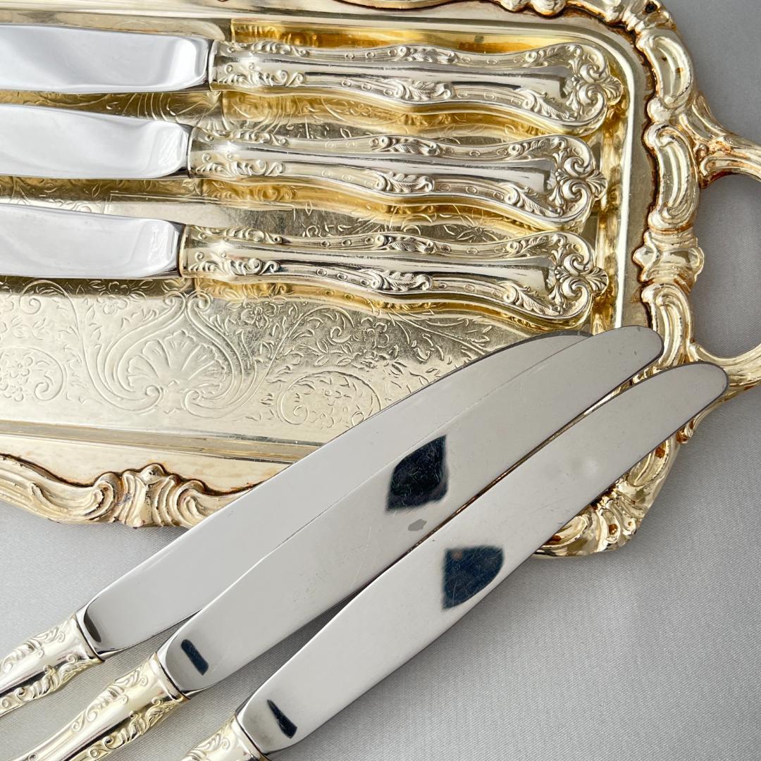 【National Silver】 クイーンエリザベス ディナーナイフ 6本