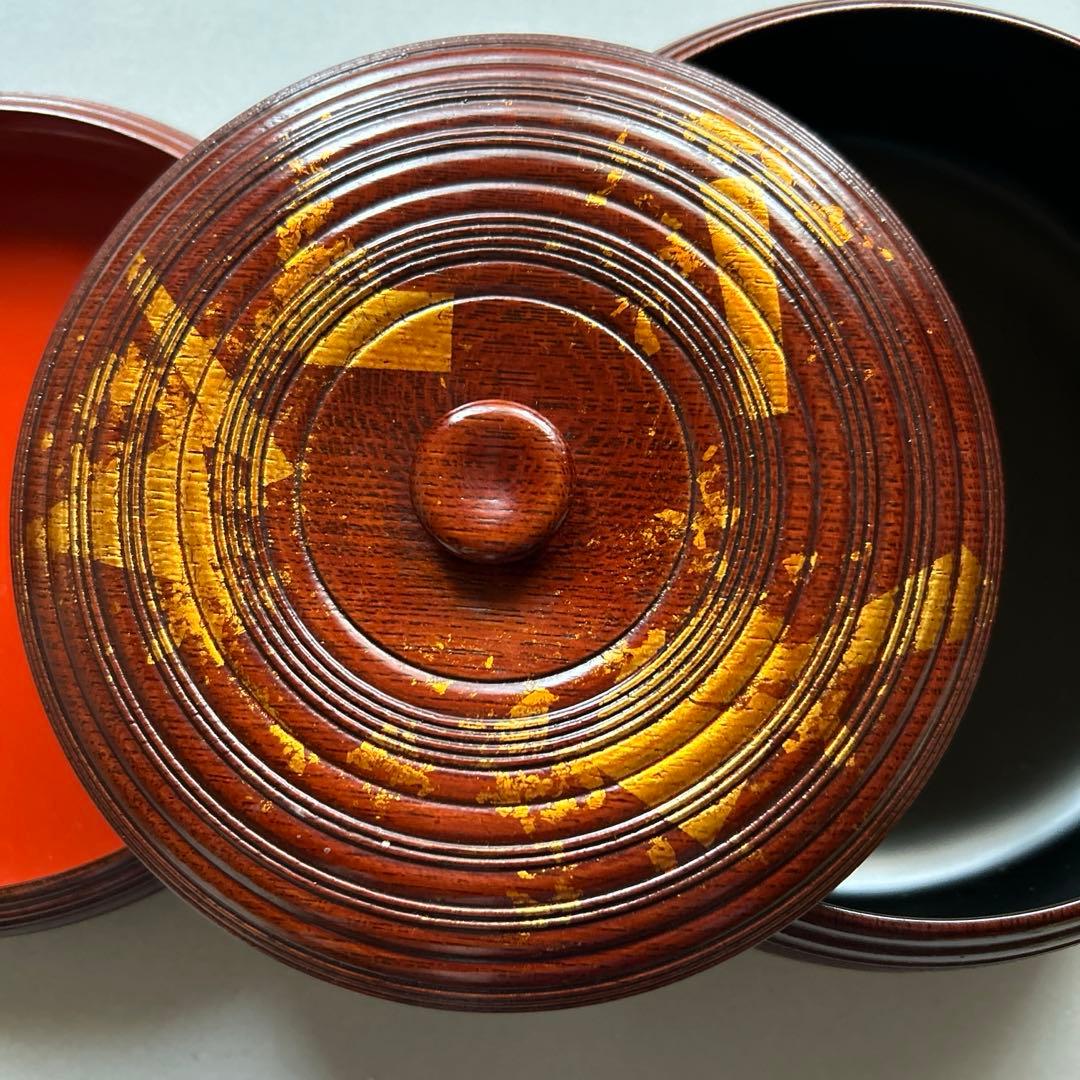 長寛写　重子餅菓子器　2段漆器