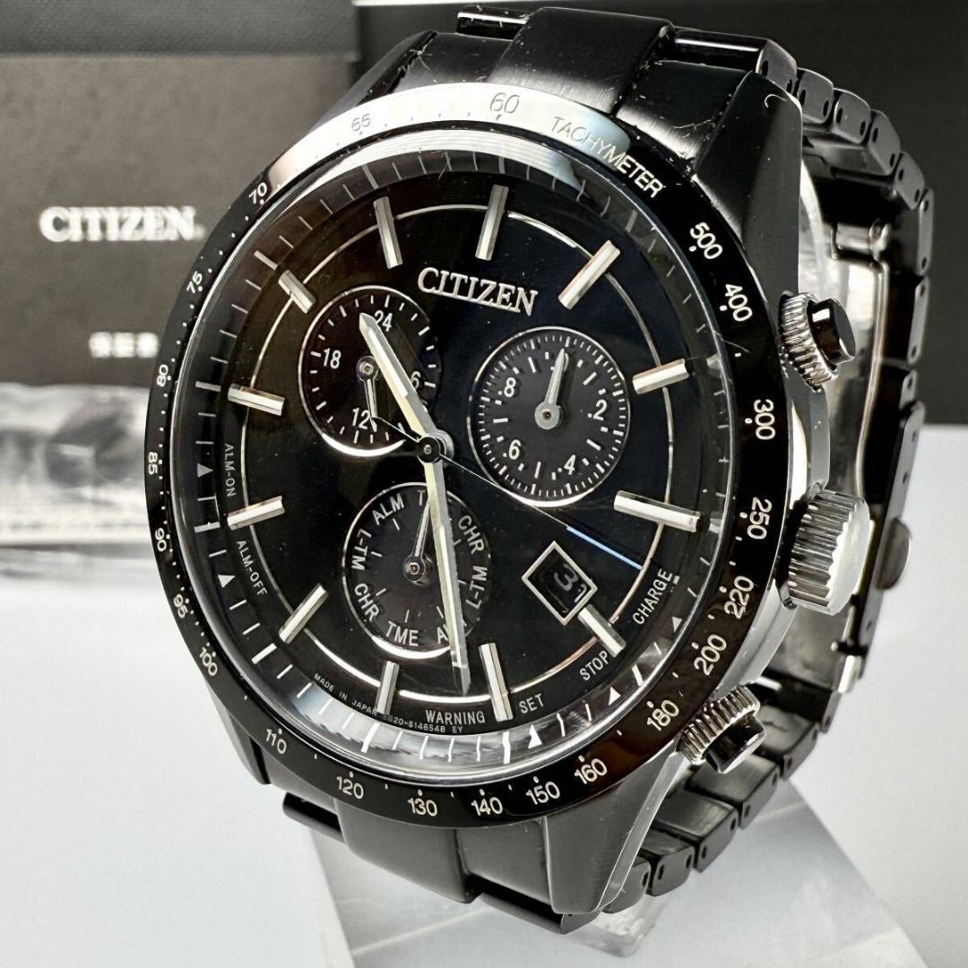 極美品【稼働】シチズン 腕時計 エコドライブ クロノグラフ 新品ベルト付