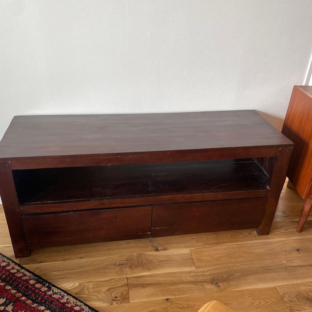 値下げしました【送料込み】ダークブラウン木製テレビ台 引き出し付き