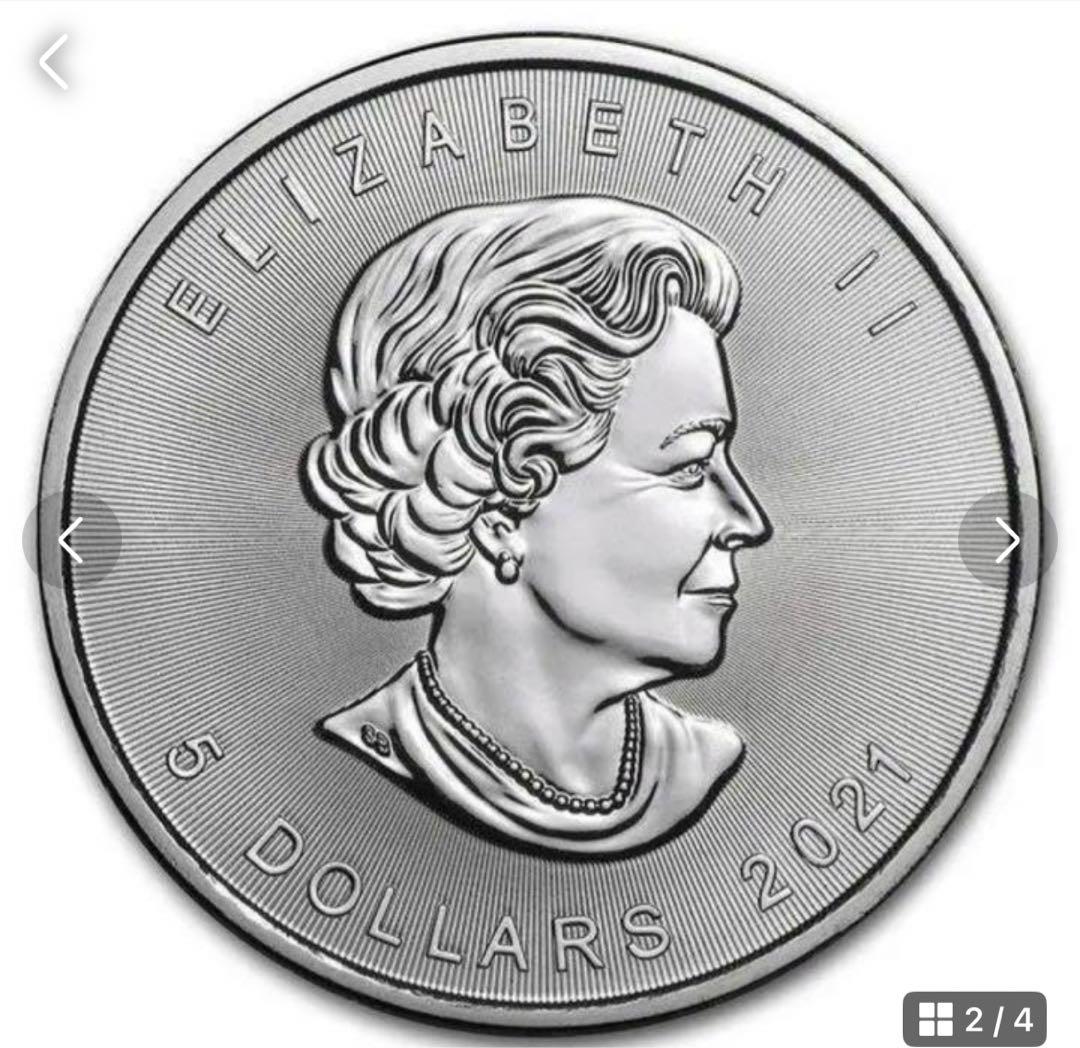 【メイプルリーフ銀貨1オンス2021年】 クリアケース入り5枚【新品未使用】