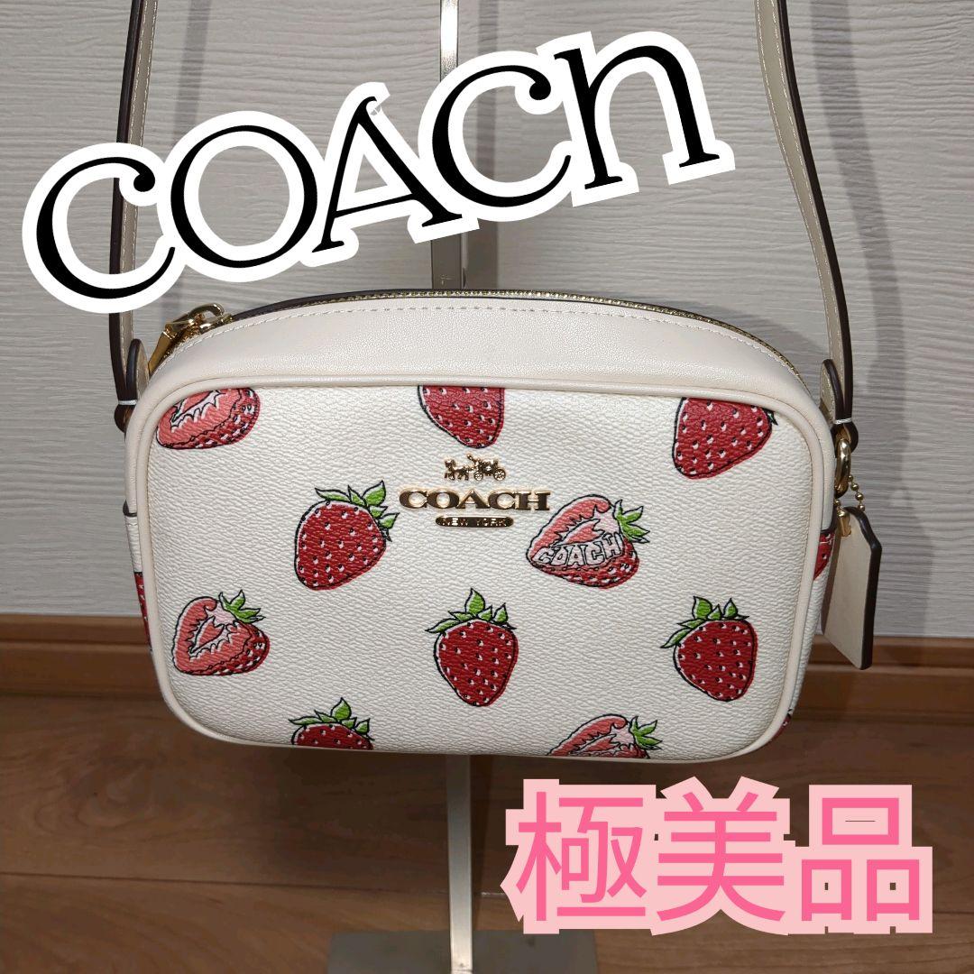 【極美品】COACH イチゴ柄 CBA80 ミニ ジェイミーショルダーバッグ