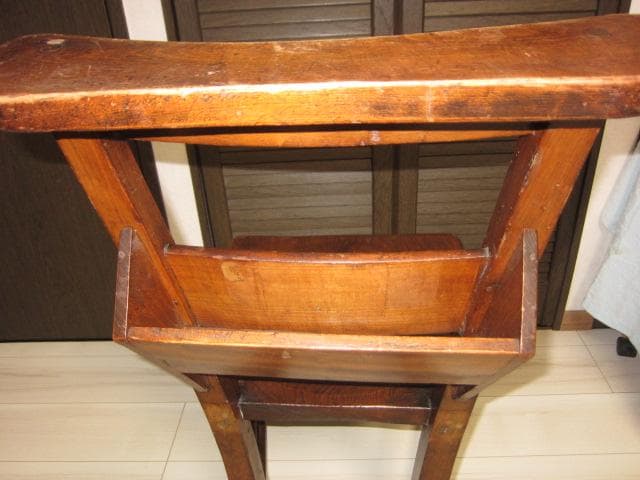 ☆レトロ ビンテージ☆チャーチチェア/教会椅子 木製 ポケット収納付　②