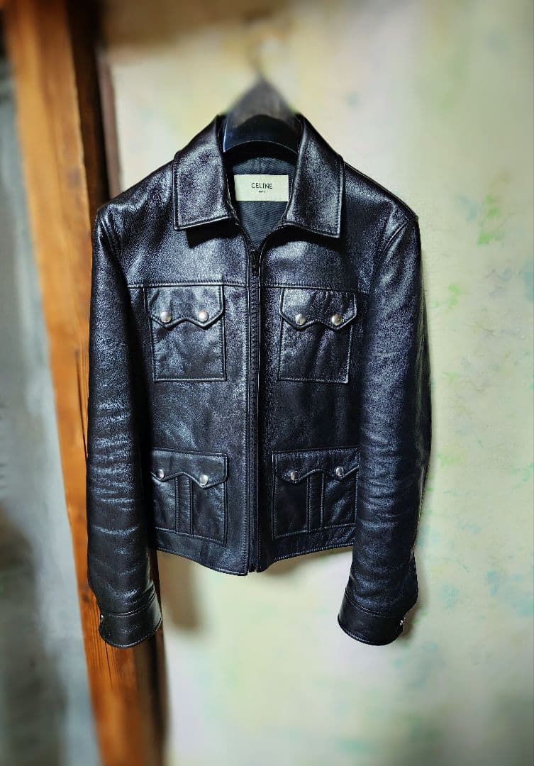 Celineセリーヌ24ss 4ポケットレザージャケット　４４