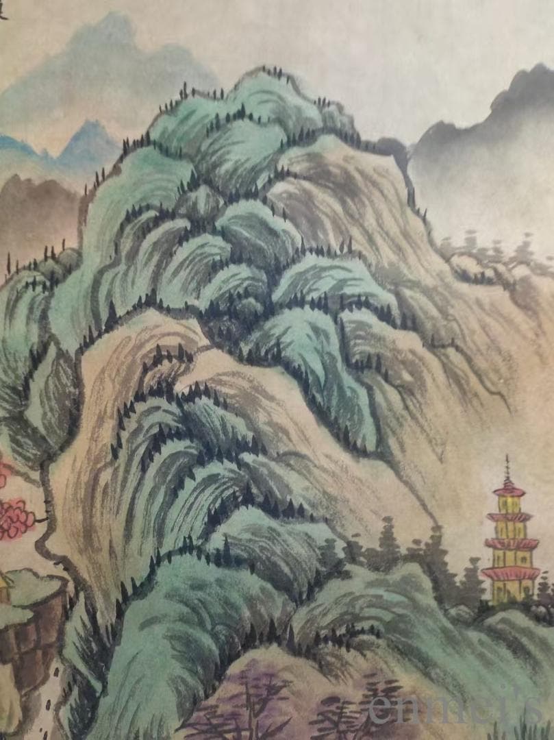 中国古美術.唐寅款.山水画.宣紙画.三尺手描き.肉筆.掛け軸.絵画.書道.水墨画