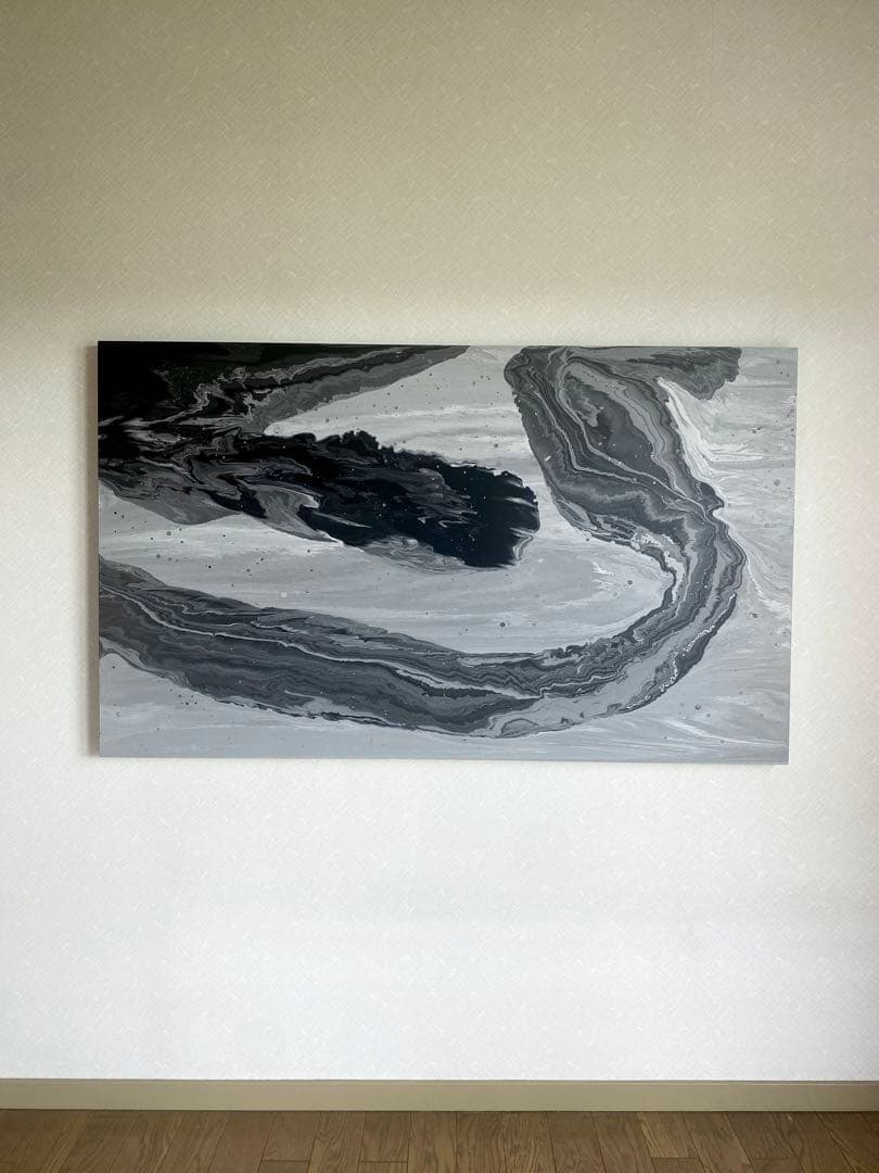 【フロイドアート ポーリングアート 絵】インテリア 美術 アクリル グレー 白黒