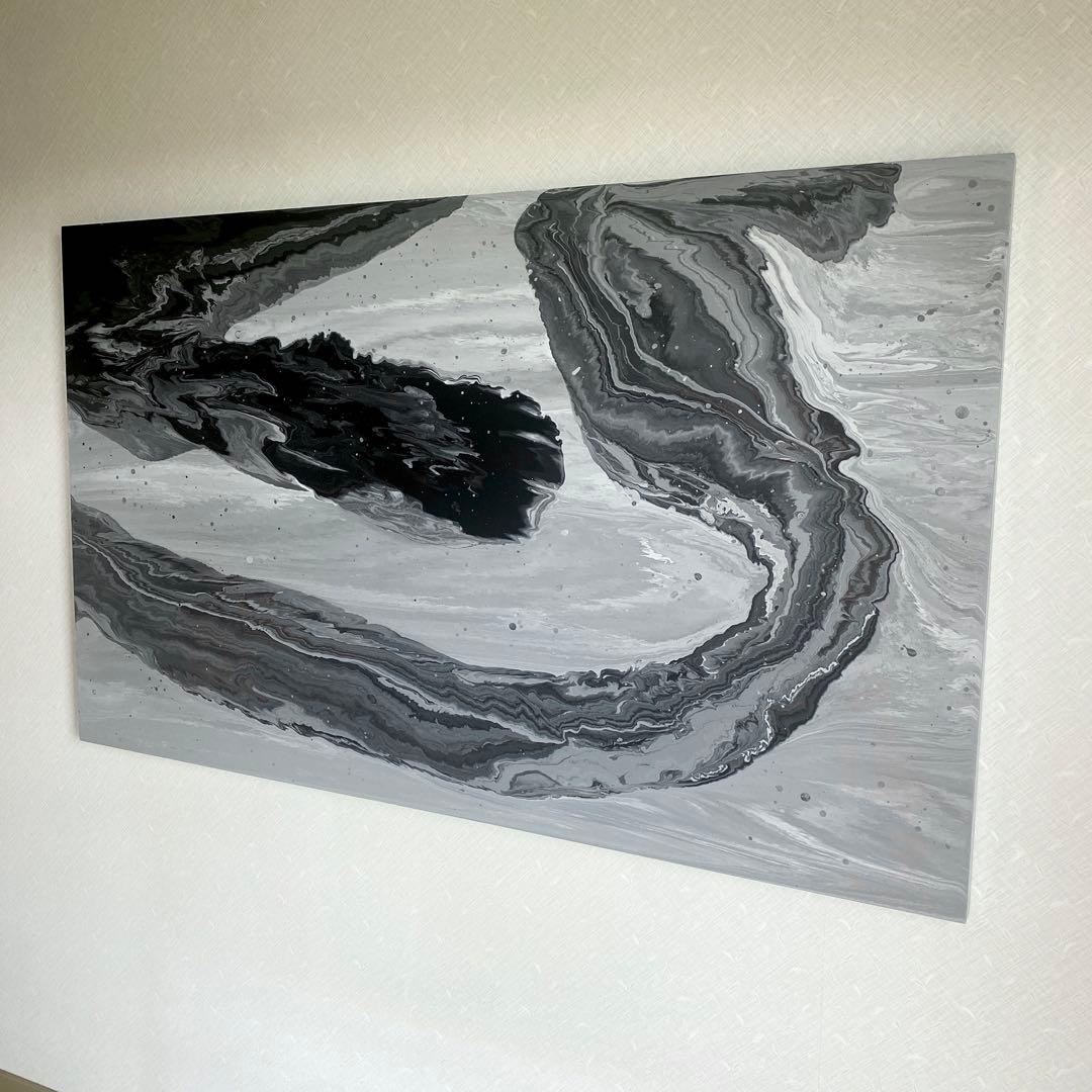 【フロイドアート ポーリングアート 絵】インテリア 美術 アクリル グレー 白黒