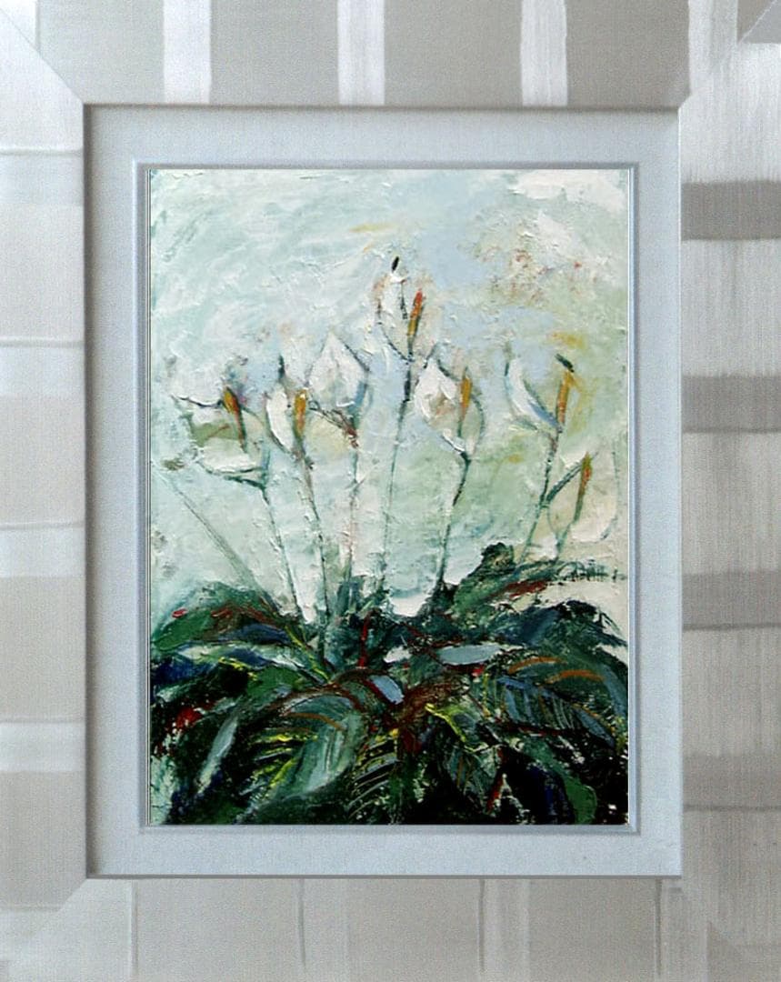 油絵 菅家令子 絵 絵画 インテリア 額付(黒) uF6-111802 花