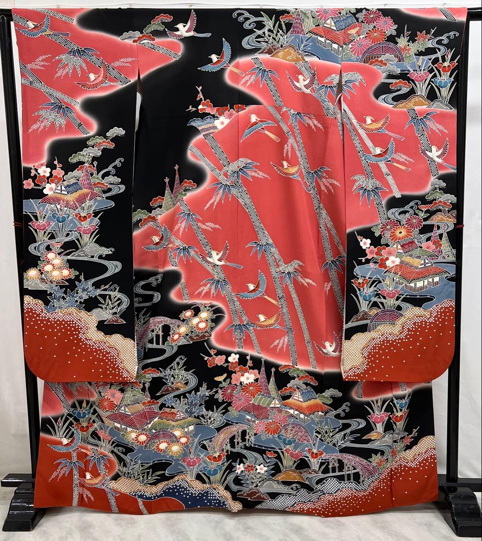 本紅型　振り袖　フルセット　長襦袢付　美品　成人式　帯の名門藤原織物　700