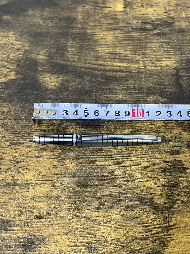 筆記確認＆洗浄済み　1978年製　18金　蝕刻　格子　パイロット　万年筆　細字