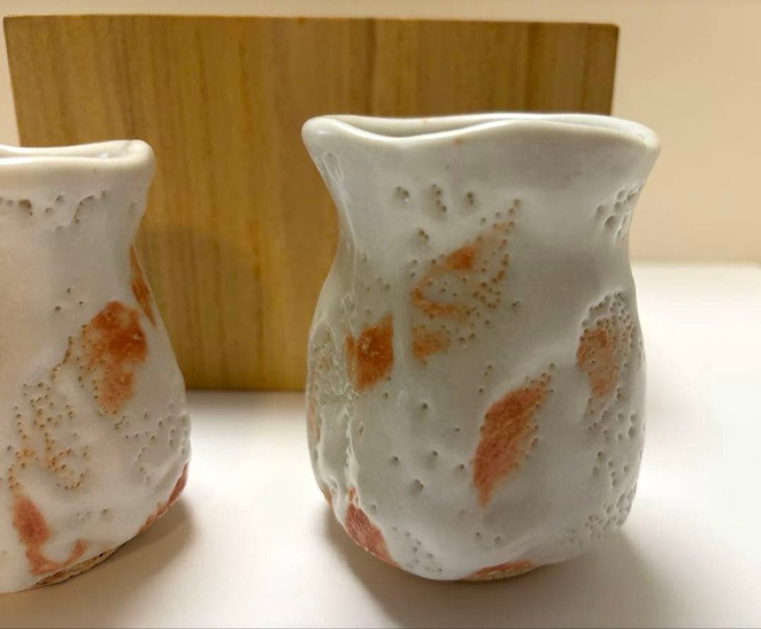 小林武春　白志野　湯呑茶碗　美濃焼　夫婦湯呑茶碗　箱蓋なし　未使用