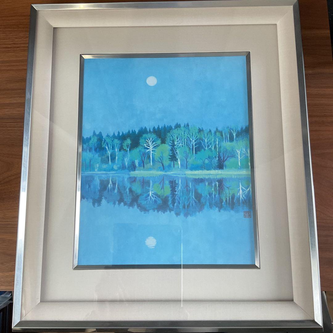 金魚用　東山魁夷「春宵」岩絵具方式複製画額装