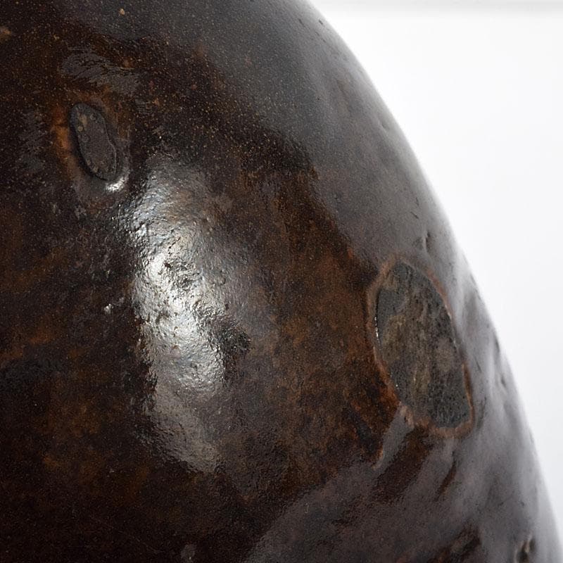 美濃焼　久尻窯　黒褐釉壷　江戸初期頃　時代書付箱　V　R8357