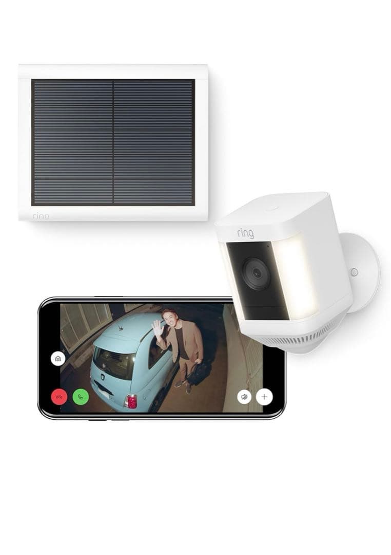 amazon ring 屋外　防犯カメラ　ソーラーパネル付き