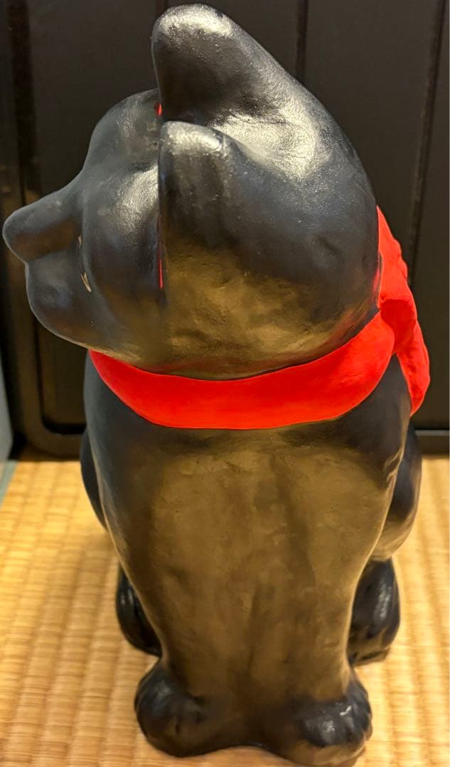 郷土玩具　招き猫(黒)大　まねきねこ　起人形