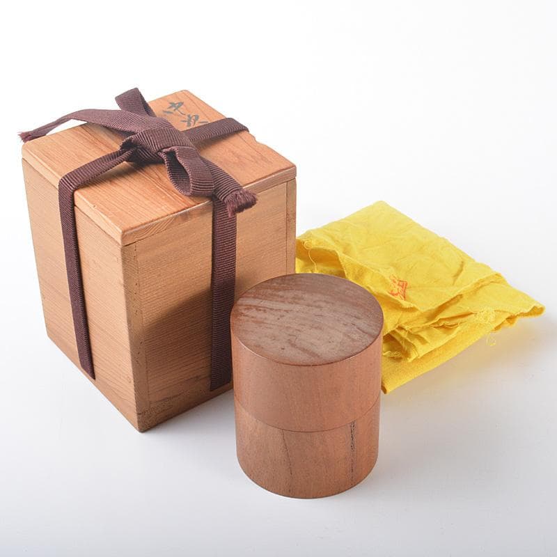 茶道具　山崎如悦作　吉野山桜材　中次　棗　共布共箱　C　R6501