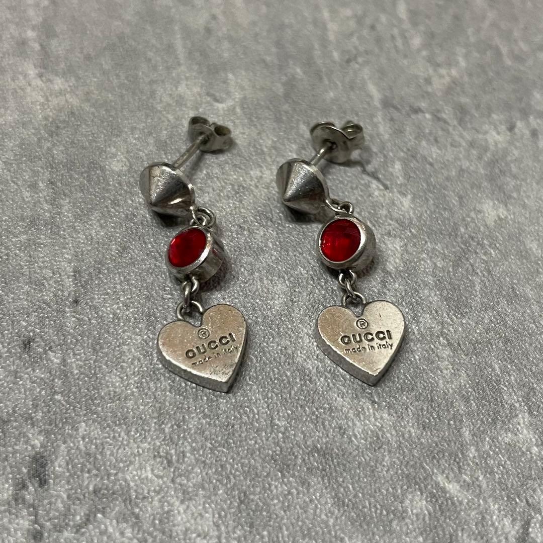 GUCCI グッチ シルバー 925 ハート ストーン ピアス