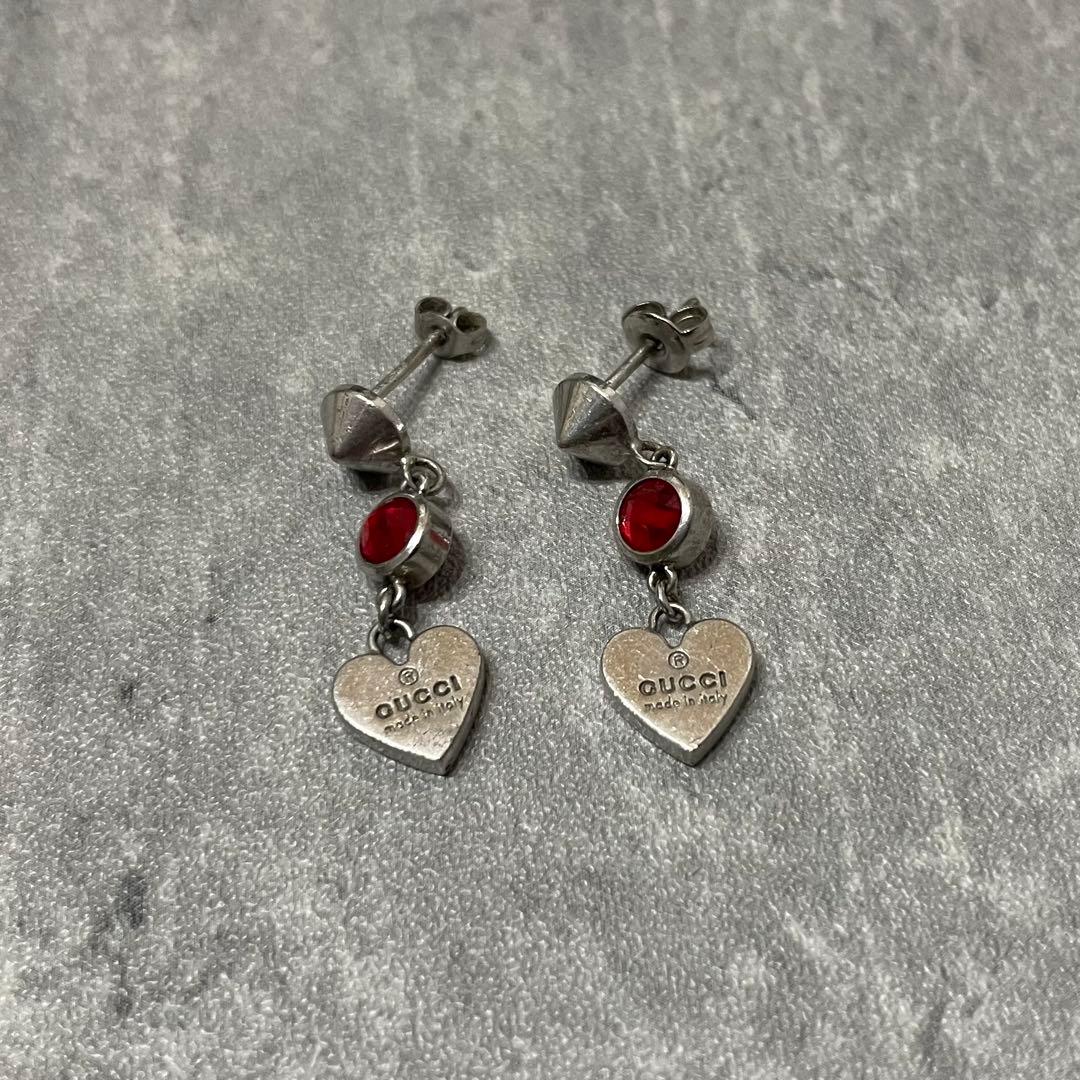 GUCCI グッチ シルバー 925 ハート ストーン ピアス