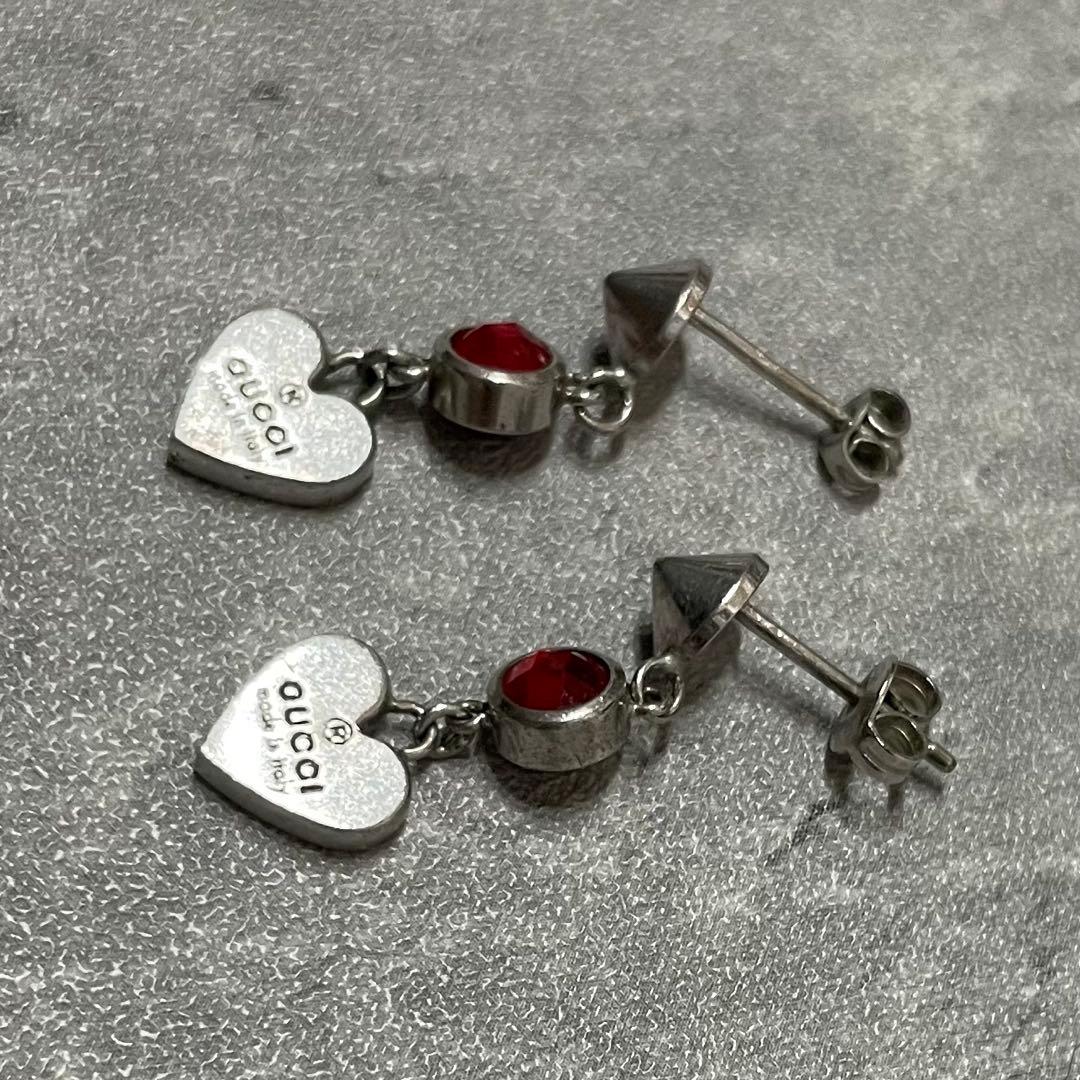 GUCCI グッチ シルバー 925 ハート ストーン ピアス