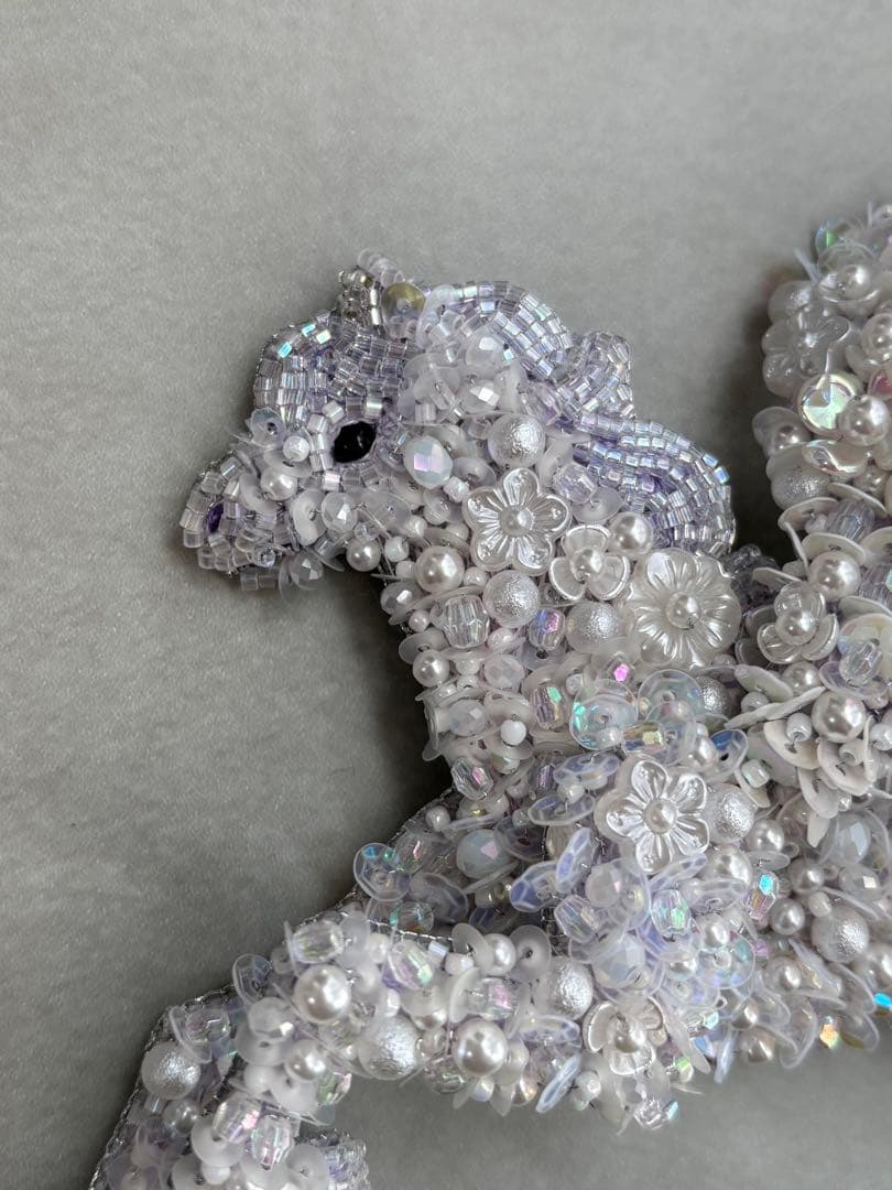 【ペガサス】ビーズ刺繍ブローチバッグチャーム