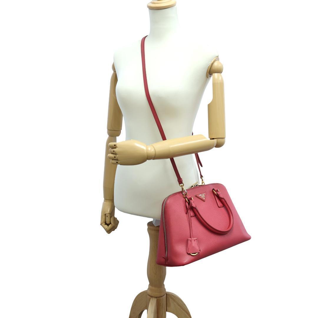 美品 PRADA プラダ 2way ハンドバッグ サフィアーノ レザー ピンク