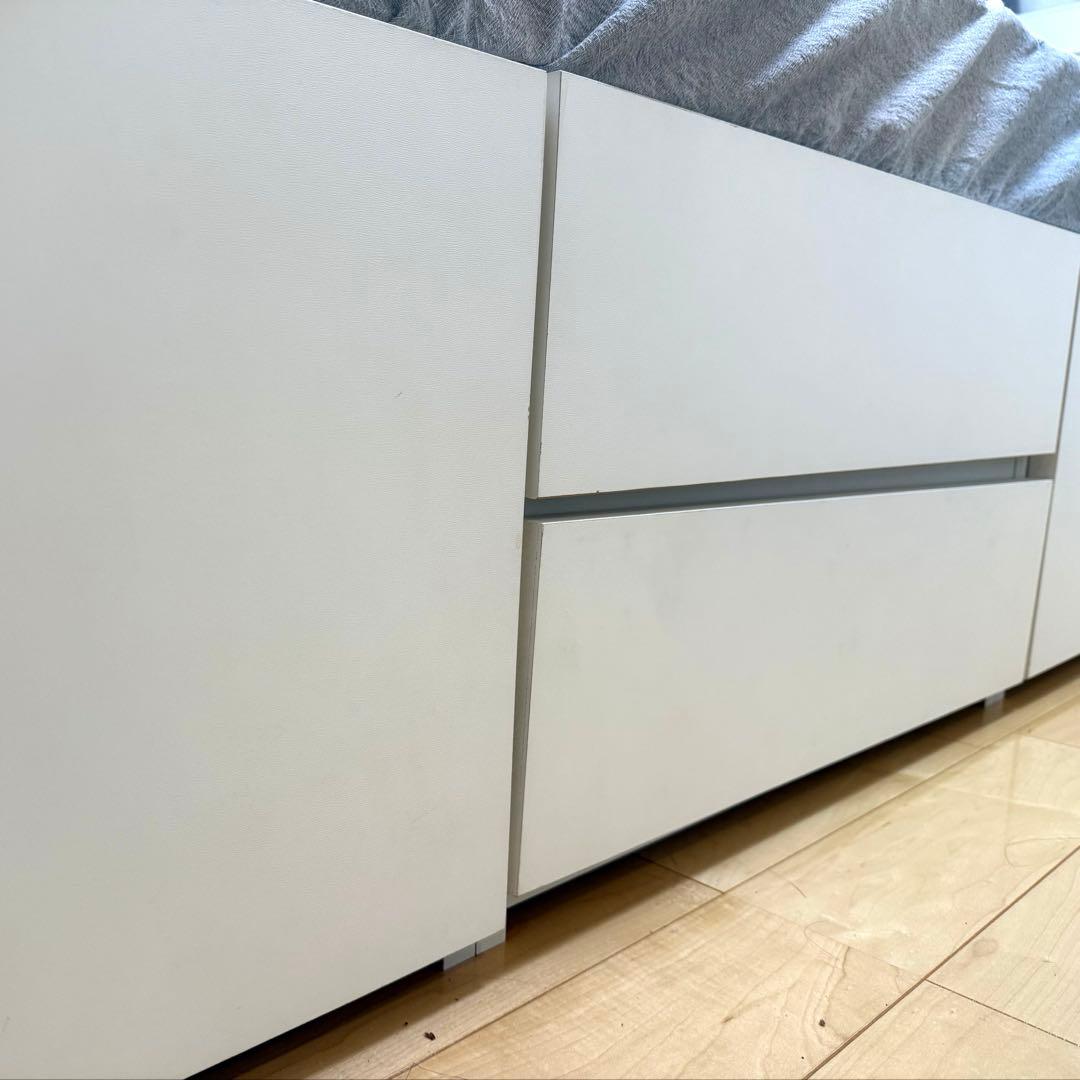 直接引取★ニトリ ジオチェスト／シングルベッドフレーム大容量収納付き／ホワイト