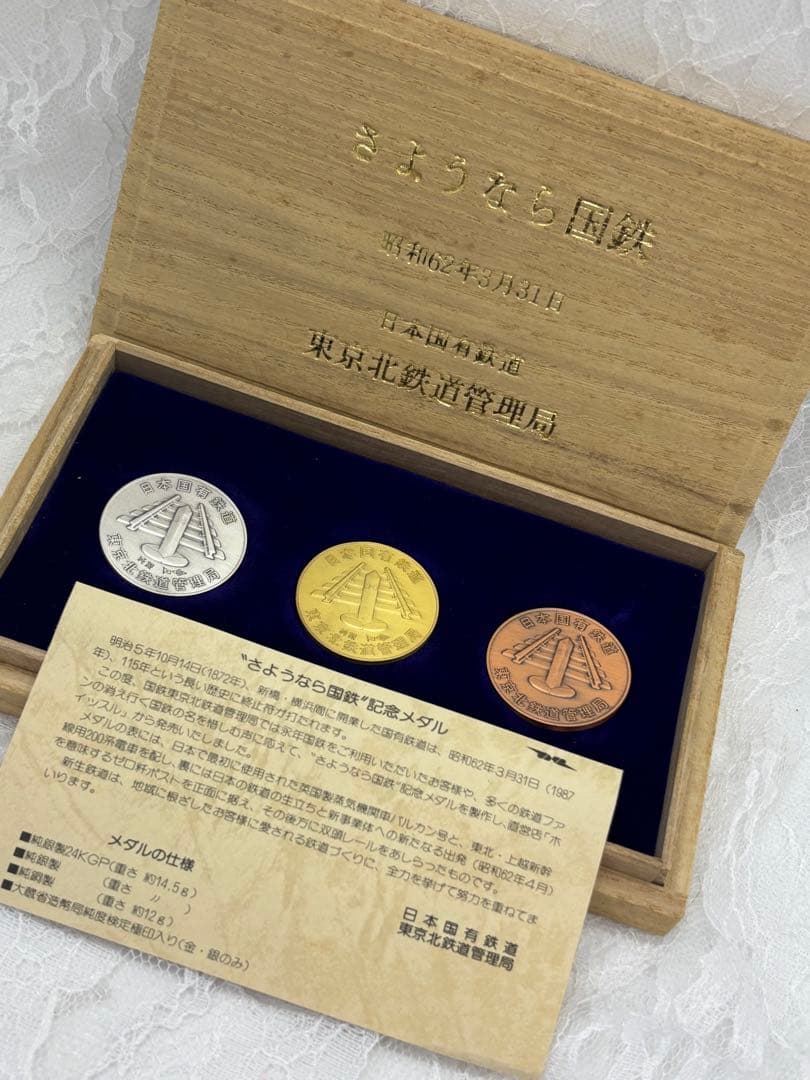 限定品 美品 さようなら国鉄記念メダルセット 昭和62年 東京北鉄道管理局 ３種