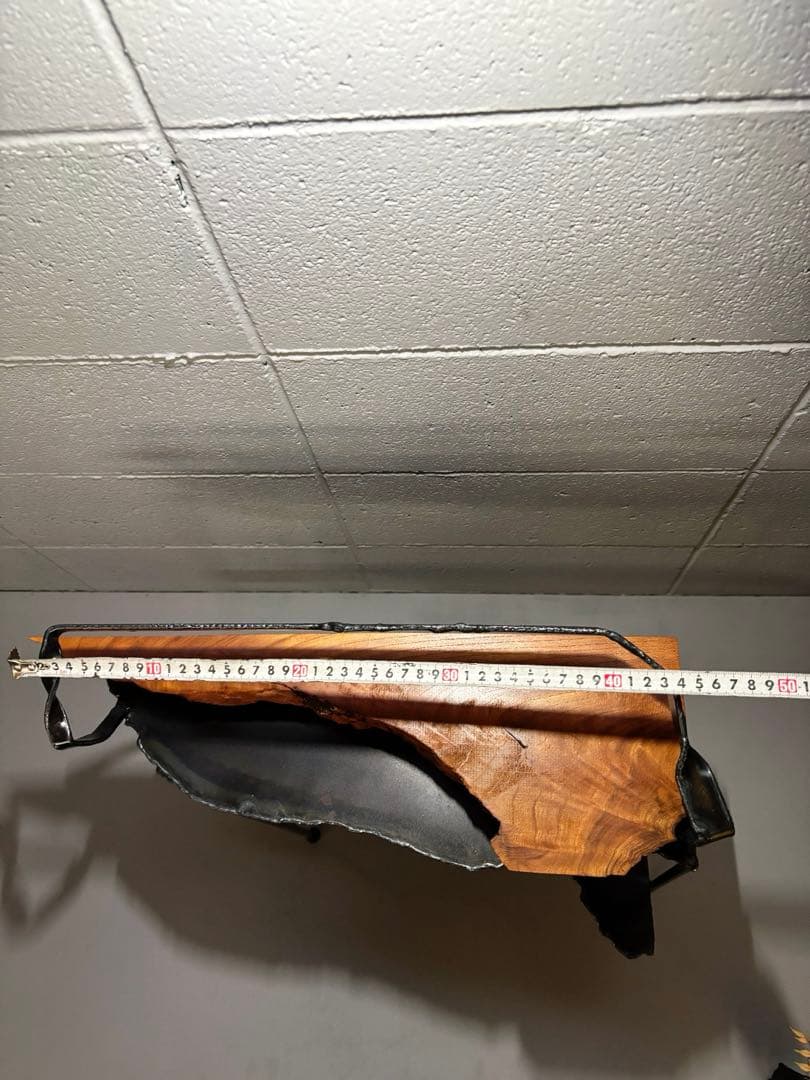 欅サイドテーブル　鉄家具　アイアンシェルフ　ナイトテーブルコーヒーテーブル