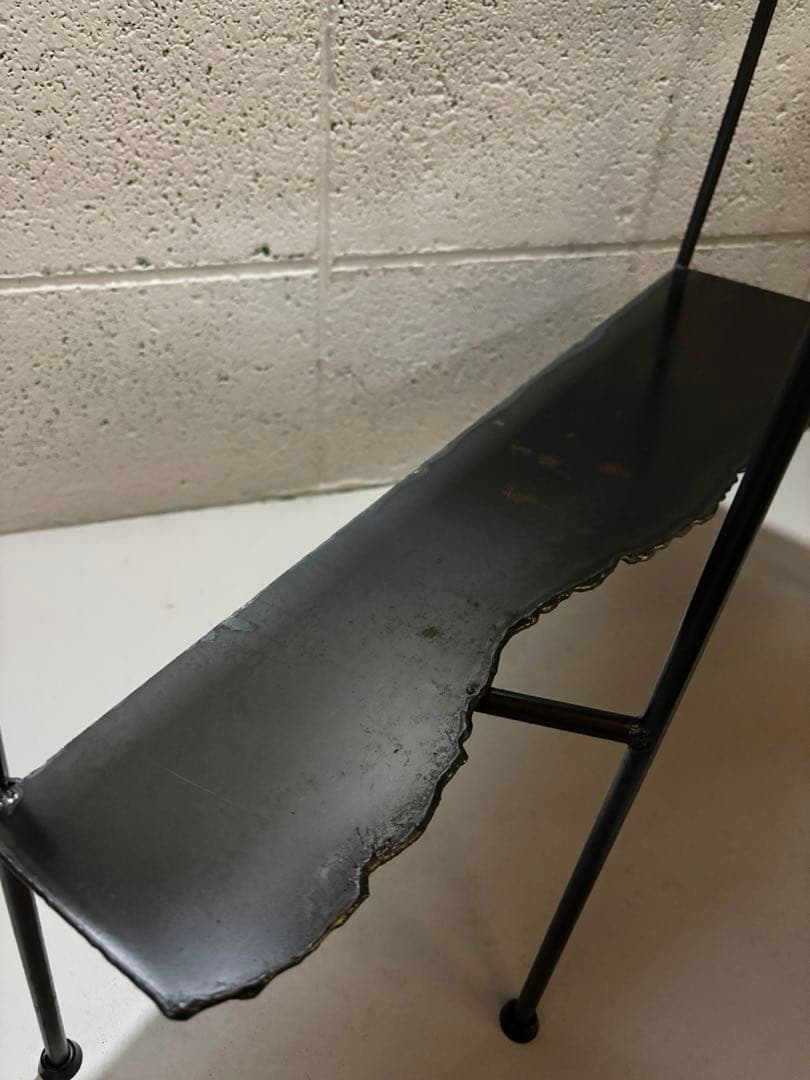 欅サイドテーブル　鉄家具　アイアンシェルフ　ナイトテーブルコーヒーテーブル