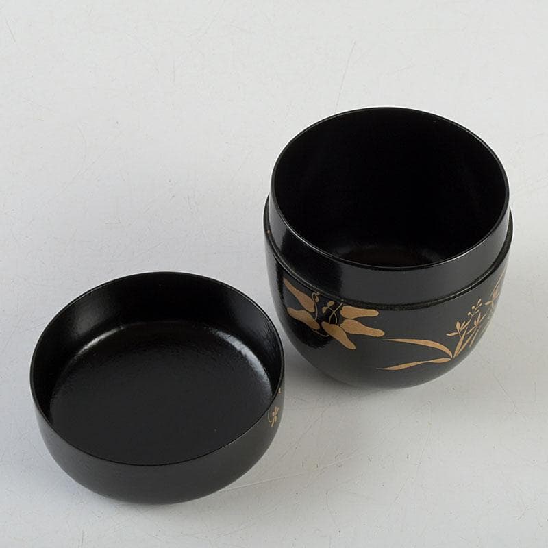 茶道具　堀川蒼雲作　螺鈿装飾　花蝶蒔絵　中棗　共箱　V　9363