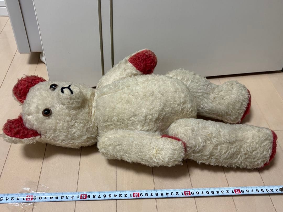 ビンテージベア・ドイツ⭐︎クマのぬいぐるみ クリーム色と赤