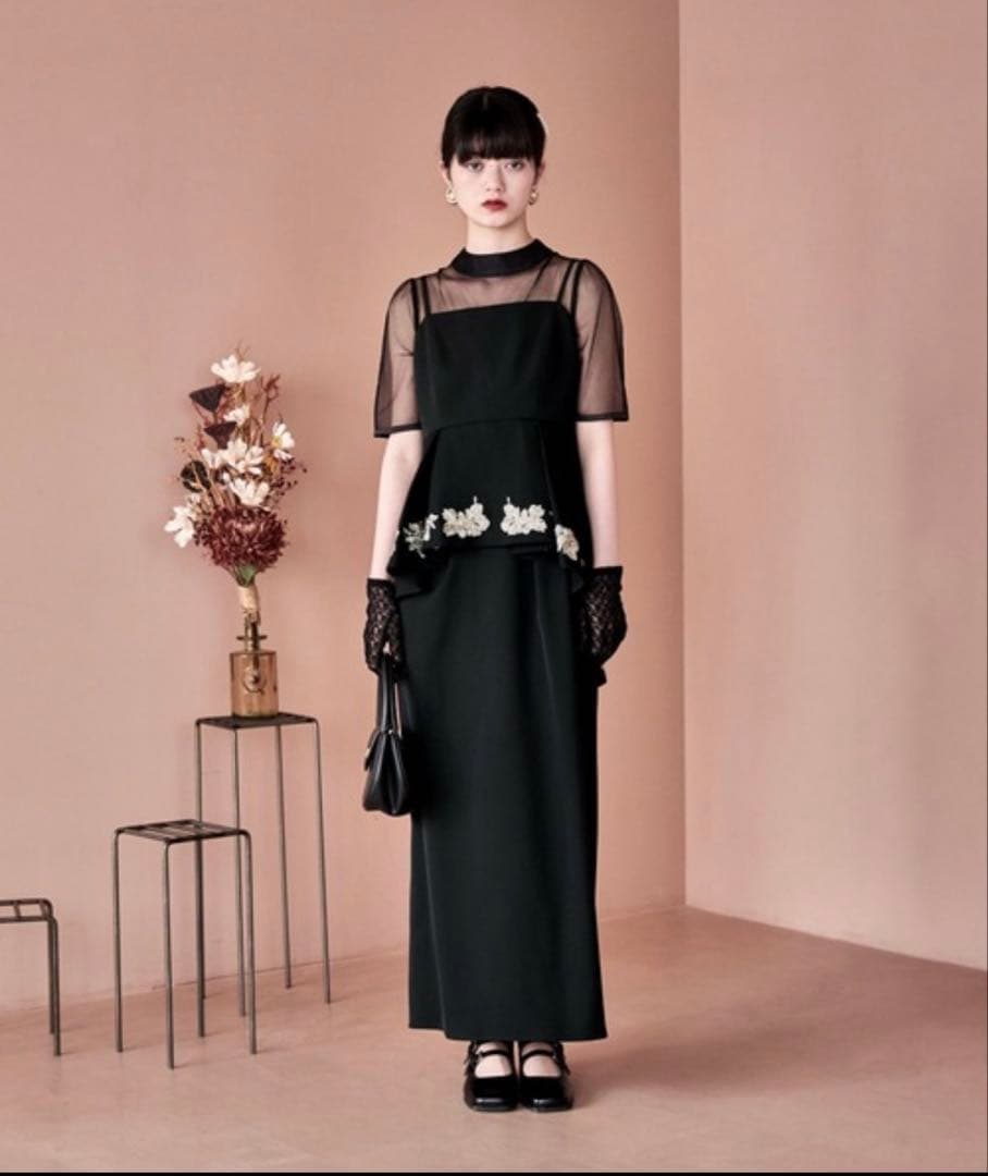 【お呼ばれ】etoll. 刺繍ペプラムビスチェ＆Iラインドレスセットアップ